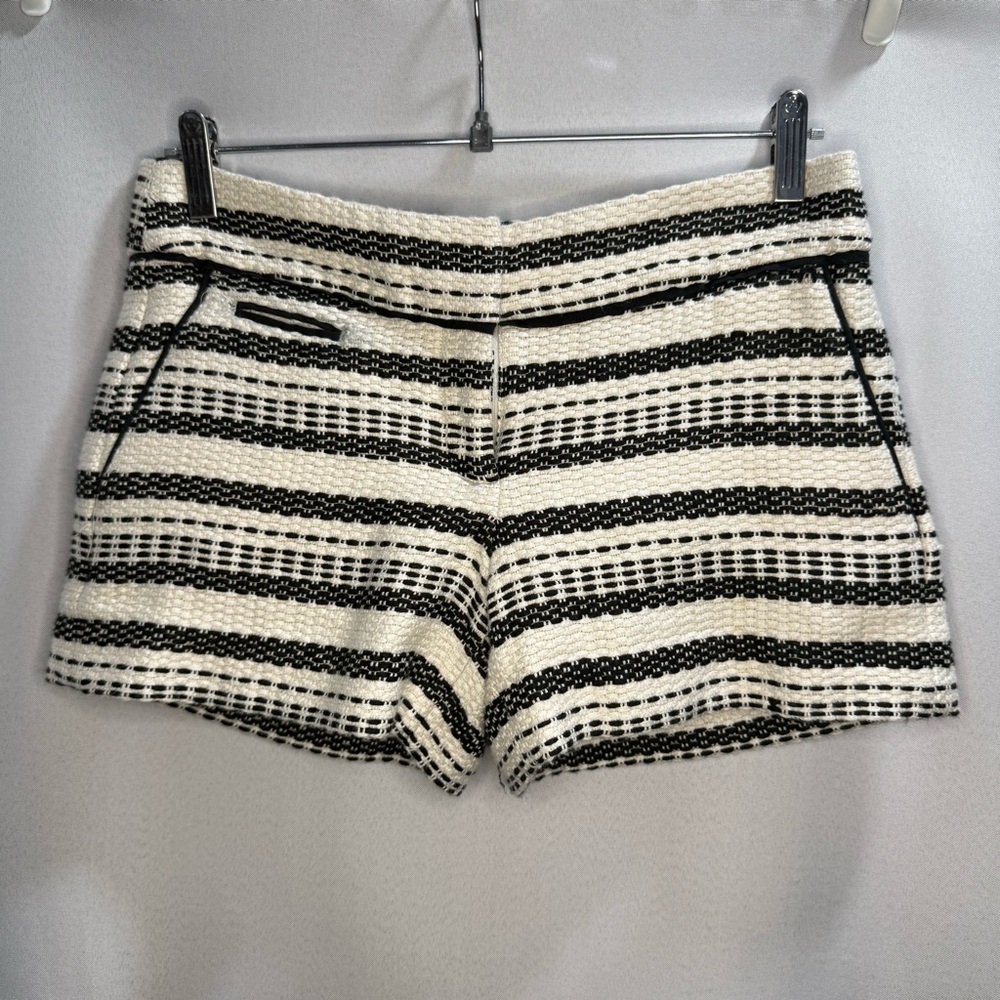 Ann Taylor LOFT Striped Tweed Shorts Black White Size 00